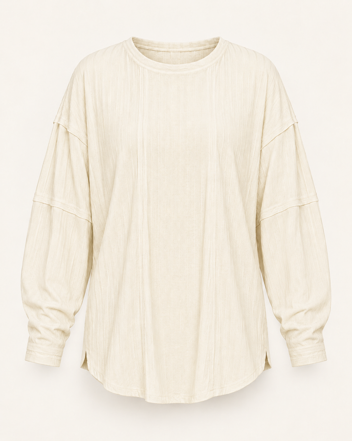 Relaxed Ribbed Long-Sleeve Top