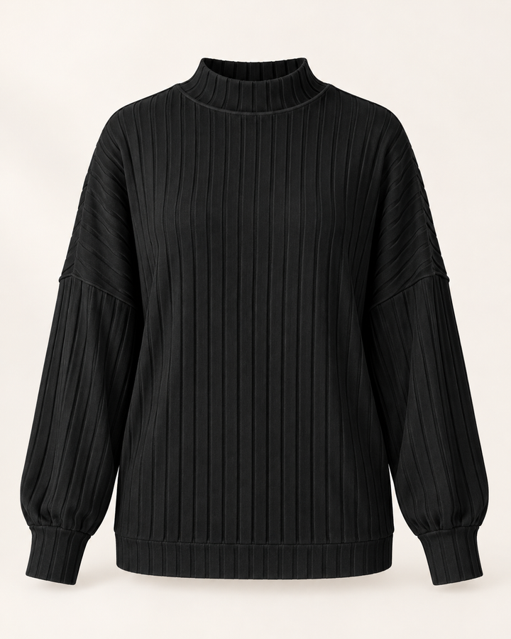Ribbed Mock-Neck Top